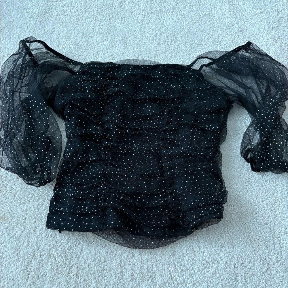 SHEIN Black Ruffled Bell Sleeve Blouse